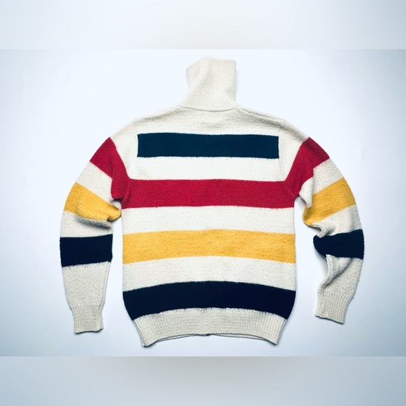 VTG 80’s L.L. Bean Hudson Bay Wool Striped Zip-Up Sweater - Picture 11 of 11